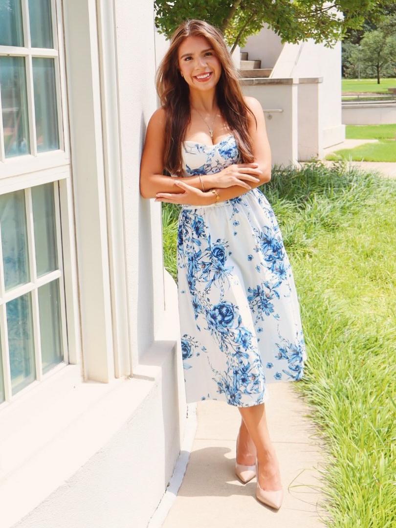 Floral Print Crop Top & Midi Skirt Coord