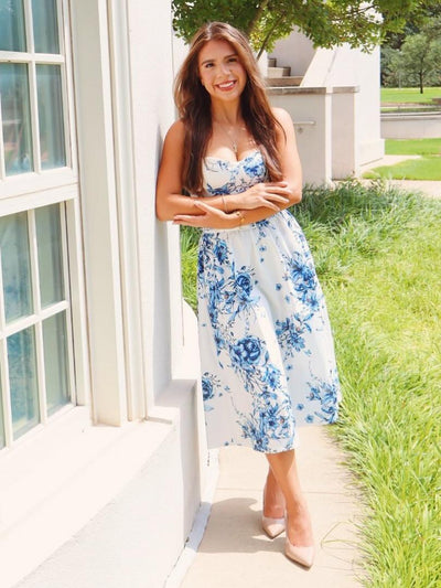 Floral Print Crop Top & Midi Skirt Coord