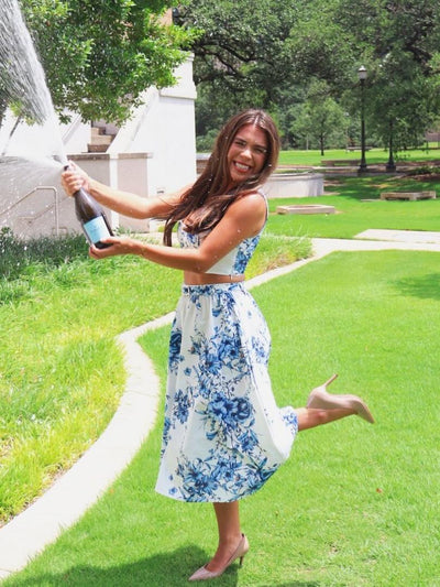 Floral Print Crop Top & Midi Skirt Coord