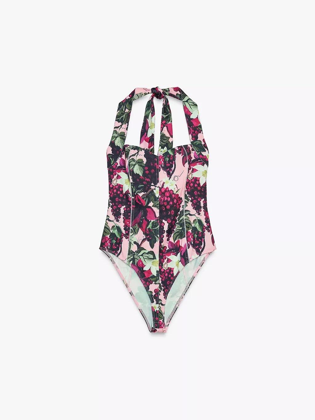 Floral Print Halterneck Bodysuit