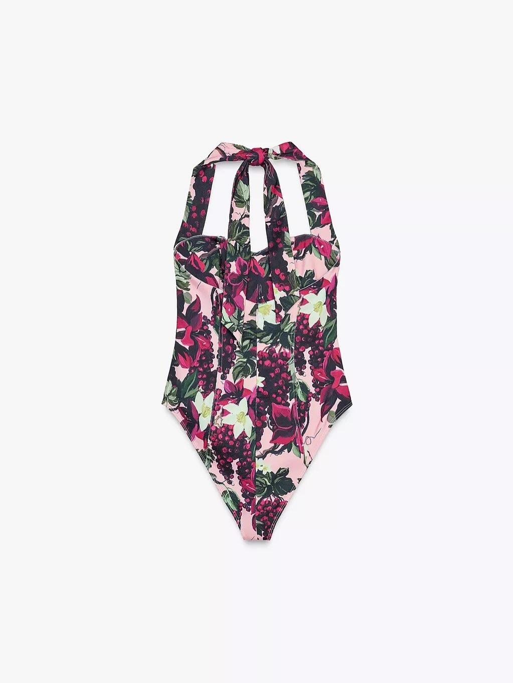 Floral Print Halterneck Bodysuit