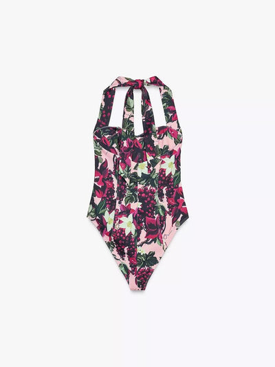 Floral Print Halterneck Bodysuit