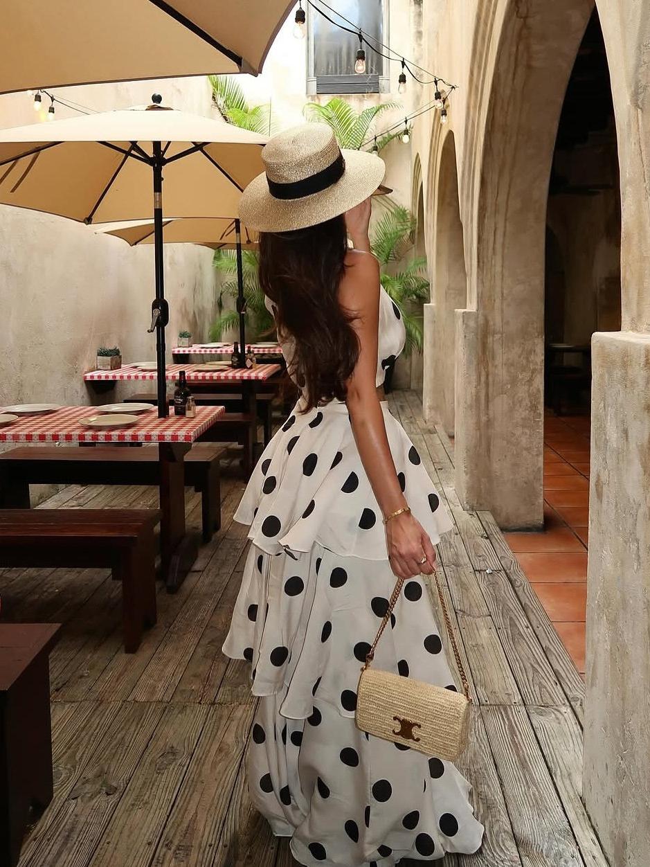 Halterneck Ruffle Crop Top & Long Skirt Coord Set