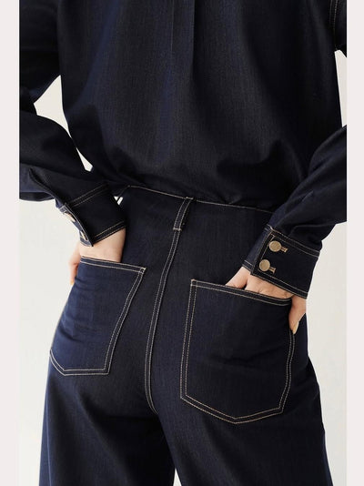 Soft retro denim shirt and pants Coord set