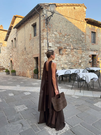 Sofia High Slit Asymmetric Tube Maxi Dress with Scarf