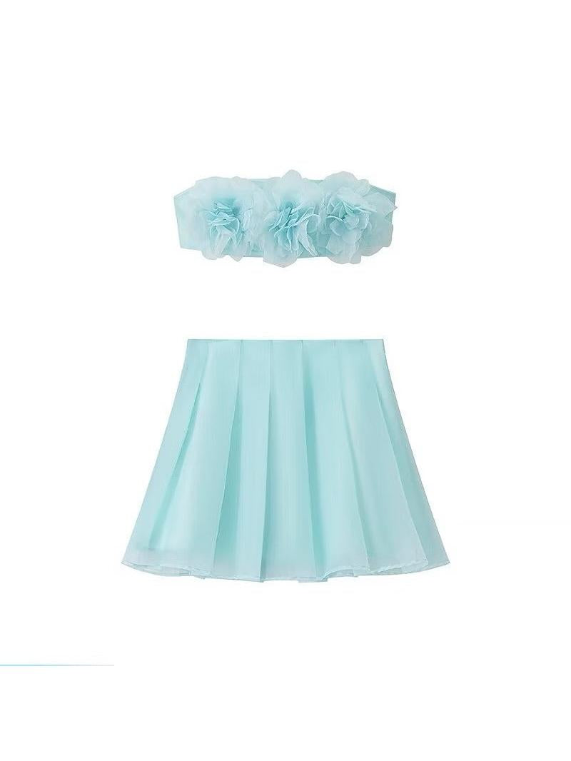 Blossom Strapless Crop Top & Mini Skirt Coord Set