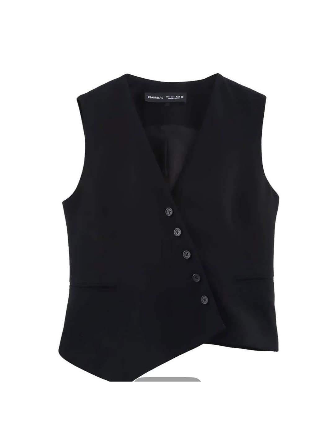 Black & White Cross Vest & Wide Leg Pants Coord Set