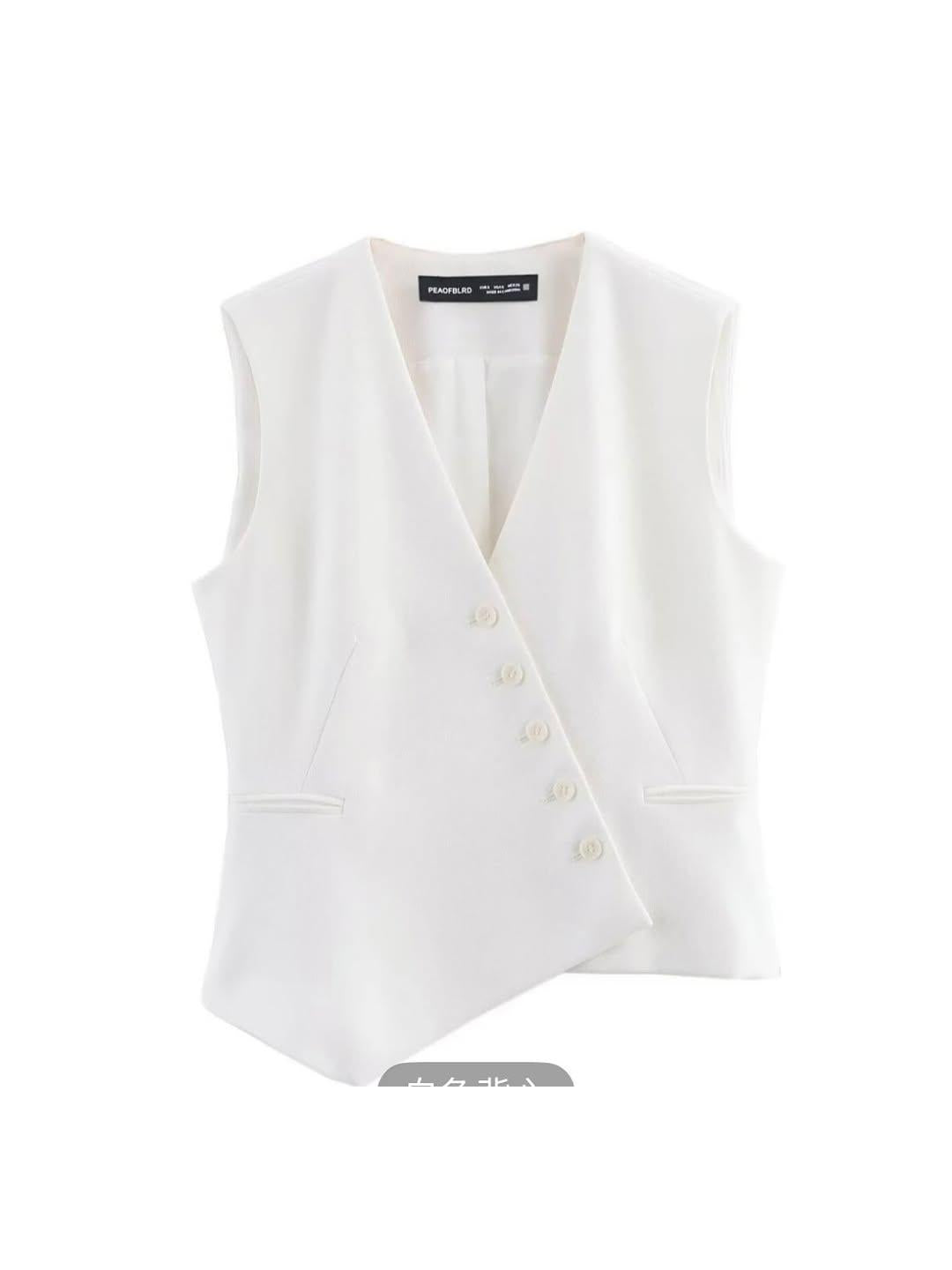 Black & White Cross Vest & Wide Leg Pants Coord Set