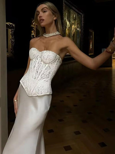 Bandeau Boning Corset Top & Skirt Coord Set