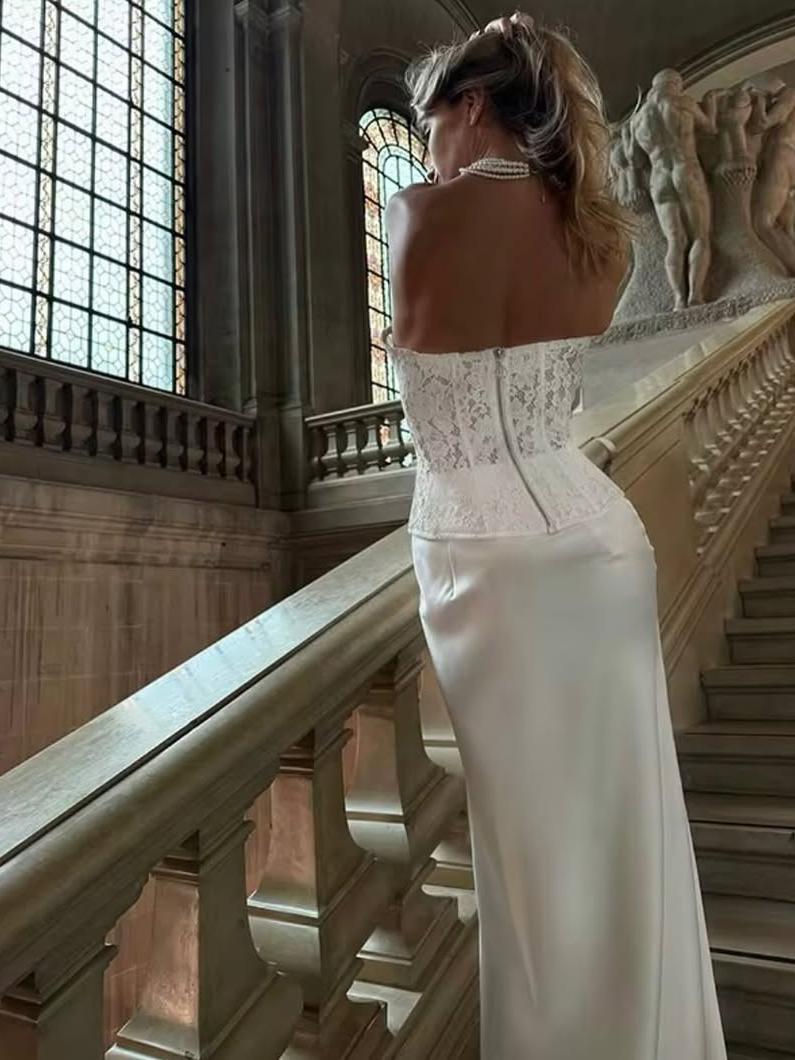 Bandeau Boning Corset Top & Skirt Coord Set