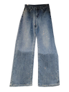 Striped Rhinestone Blue Wide Leg Denim Pants