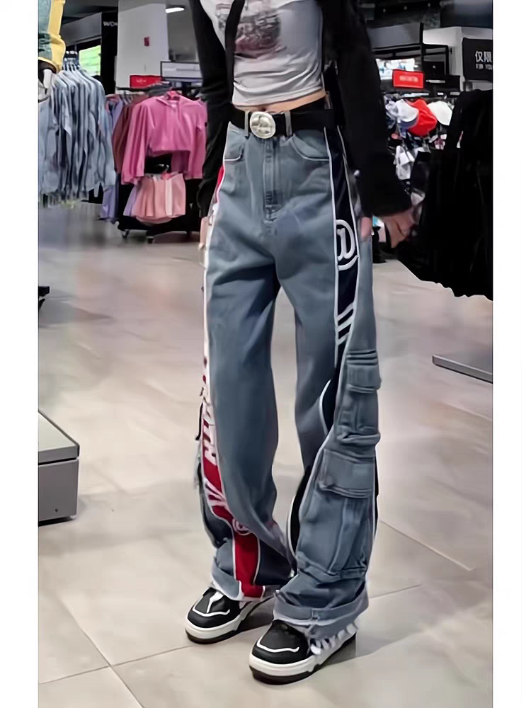 Truth Print Wide Leg Cargo Denim Pants