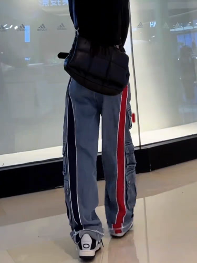 Truth Print Wide Leg Cargo Denim Pants