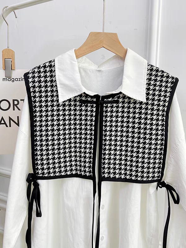 White Shirt With Gingham Print Waistcoat