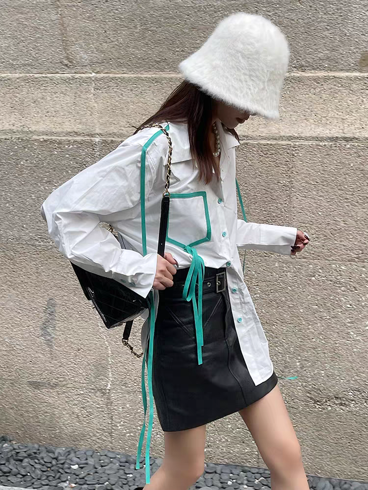 White & Yellow Shirt with Pockets