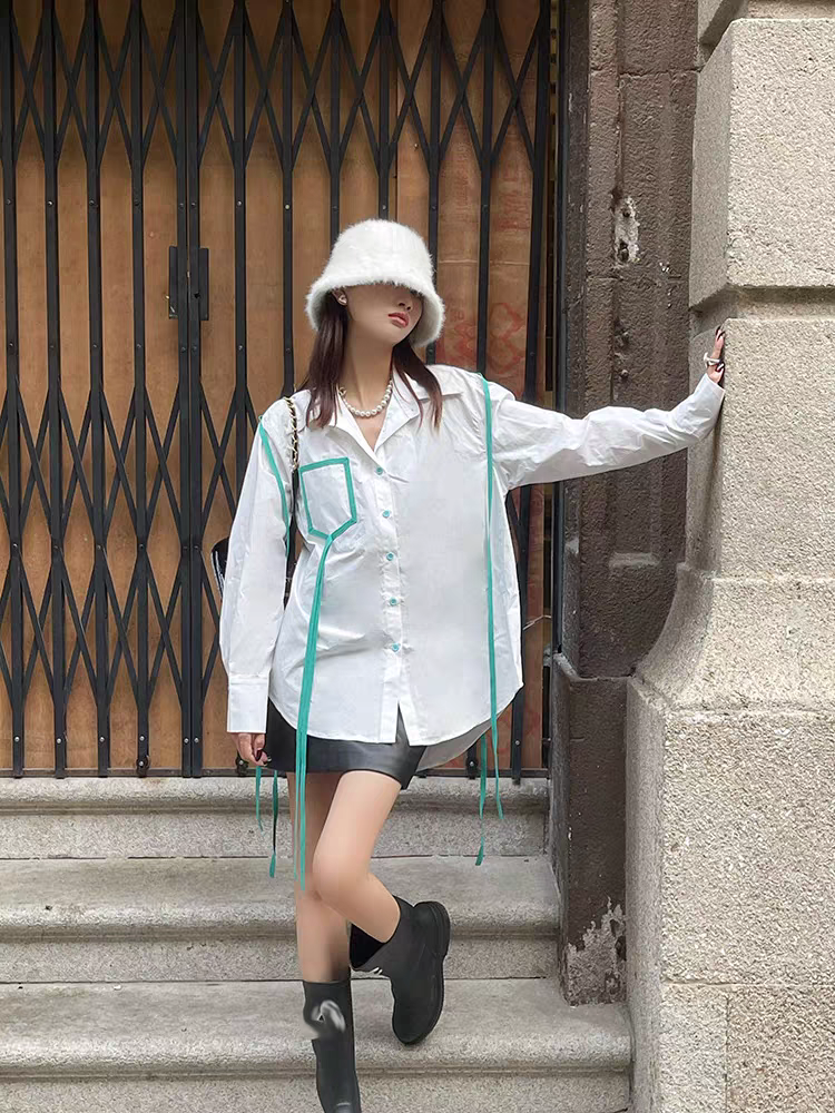 White & Yellow Shirt with Pockets