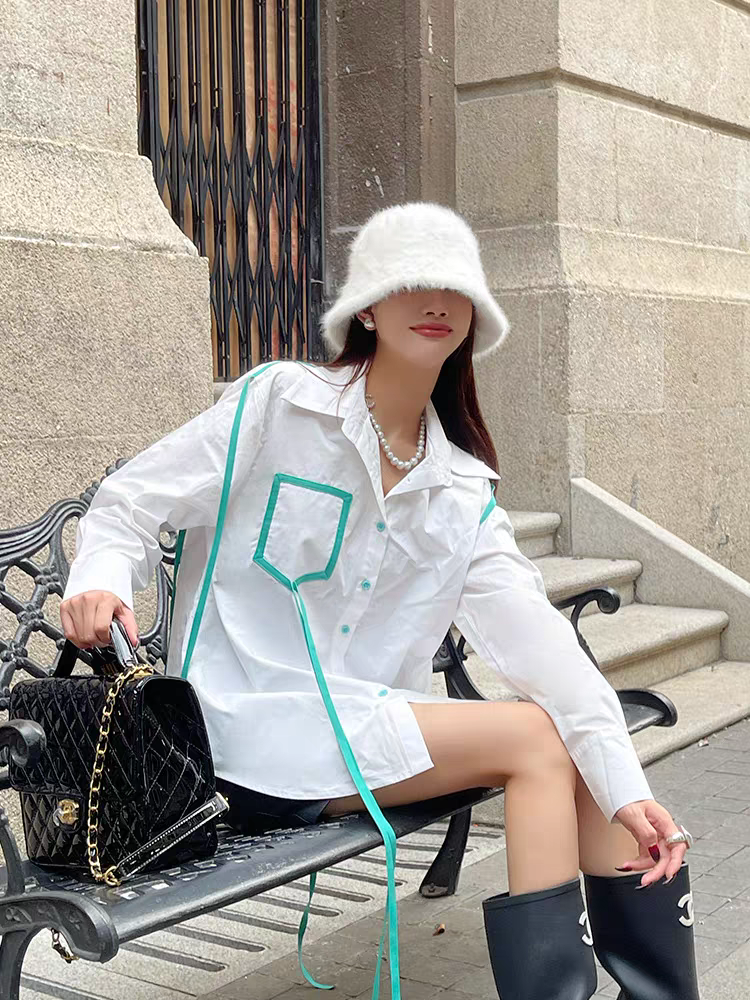 White & Yellow Shirt with Pockets