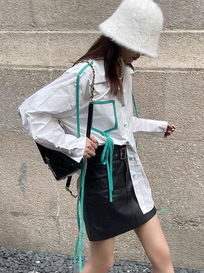 White & Yellow Shirt with Pockets