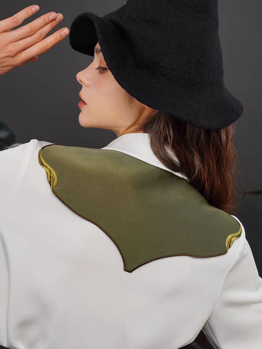 White Bird Applique Print Oversized Shirt