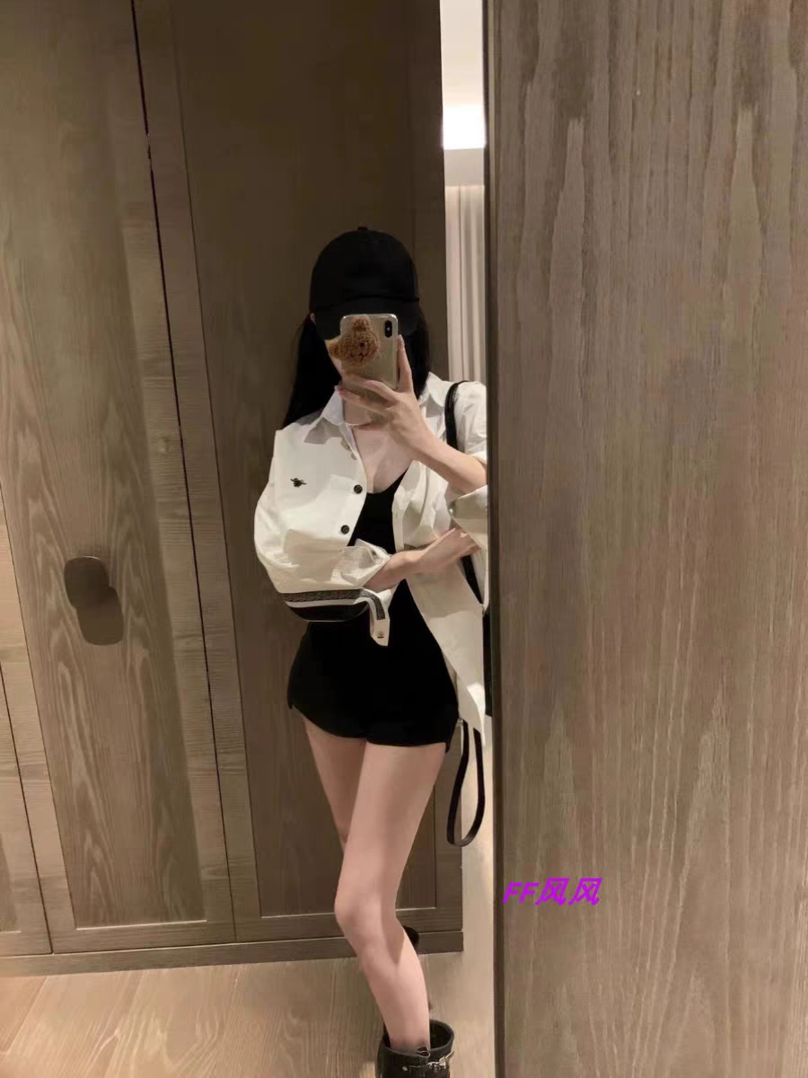 CD  Print White Cotton Shirt