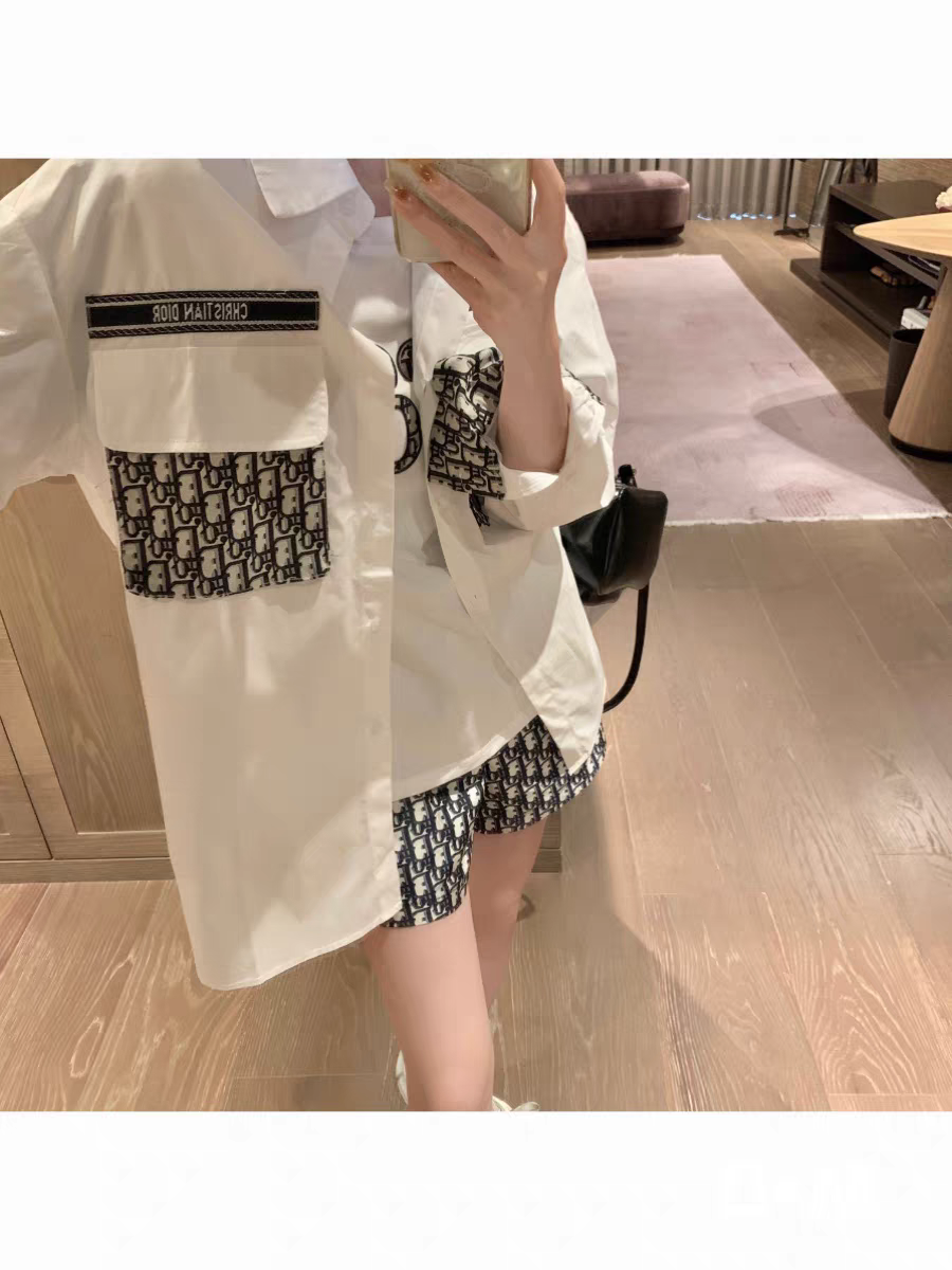 CD White  Print Oversized Fit Shirt
