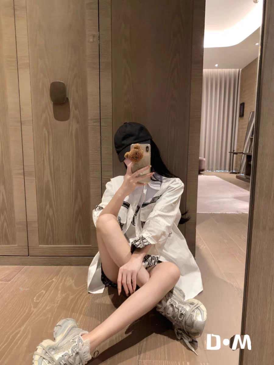 CD White  Print Oversized Fit Shirt