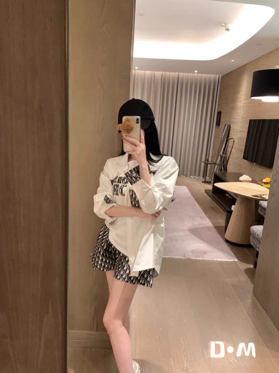 CD White  Print Oversized Fit Shirt