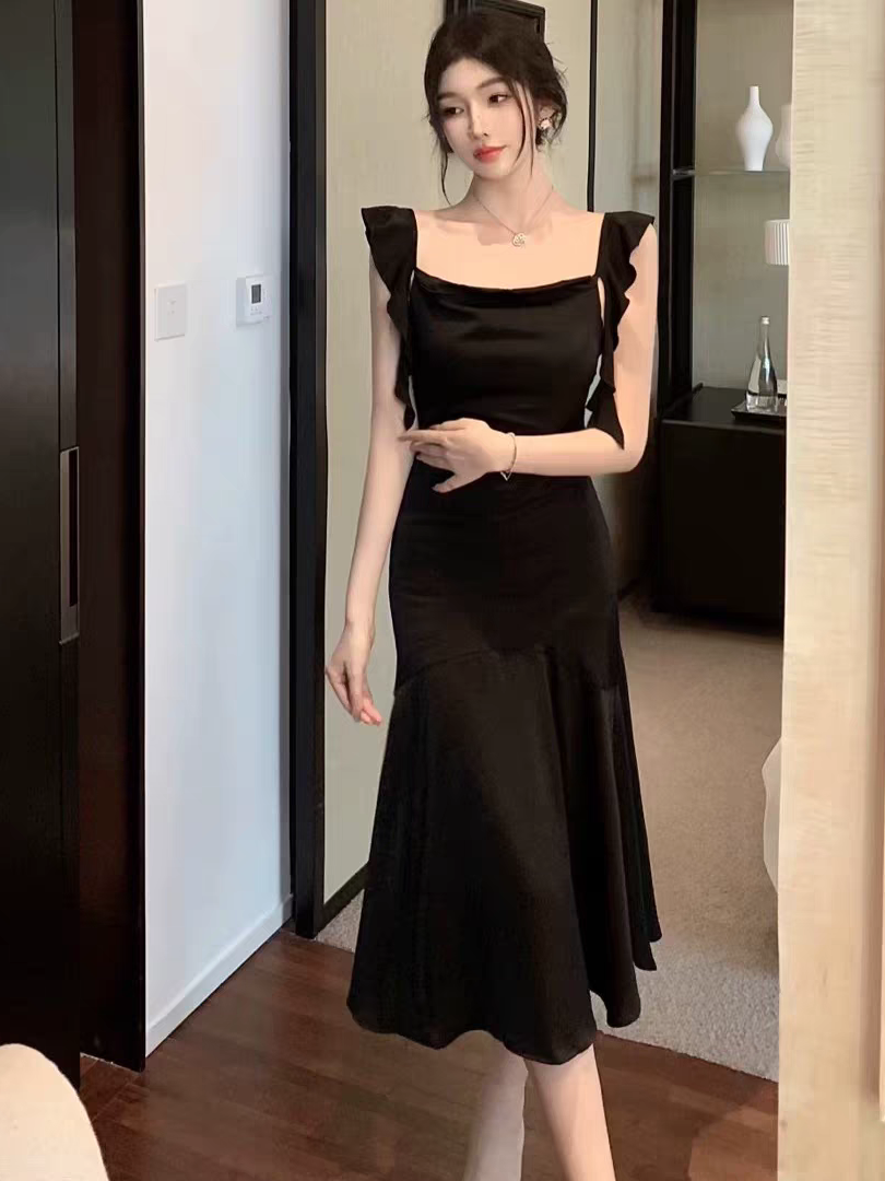 Frill Strap Mermad Maxi Dress