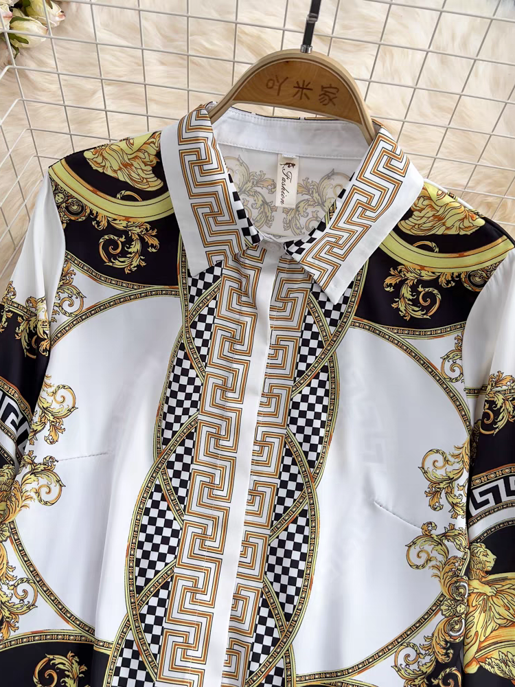 Print V Shirt & Pants Coord Set