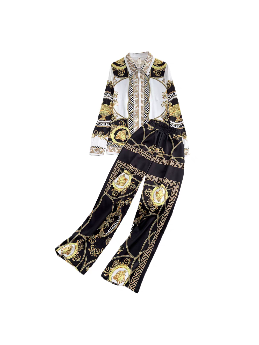 Print V Shirt & Pants Coord Set