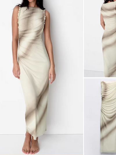 Tie & Dye Print Sleeveless Dress