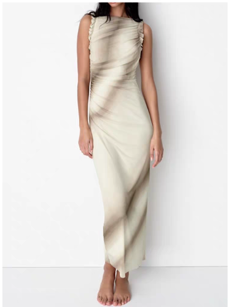 Tie & Dye Print Sleeveless Dress