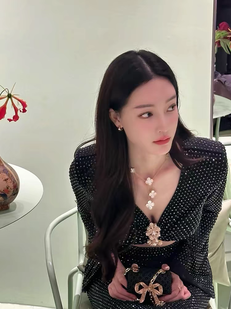 Rhinestone Laceup Crop Top & Long Skirt Coord Set