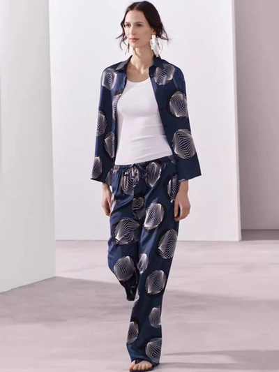 Abstract Print Quarter Sleeves Shirt & Pants Coord Set