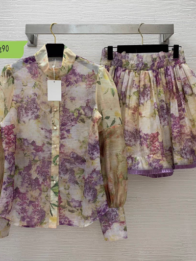 Multicolour Printed Shirt & Skirt Coord Set