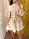 Floral Printed Belt Short Dress