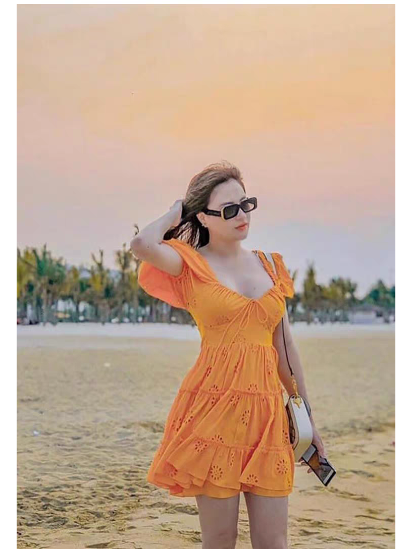 Orange Cutout Short Dress