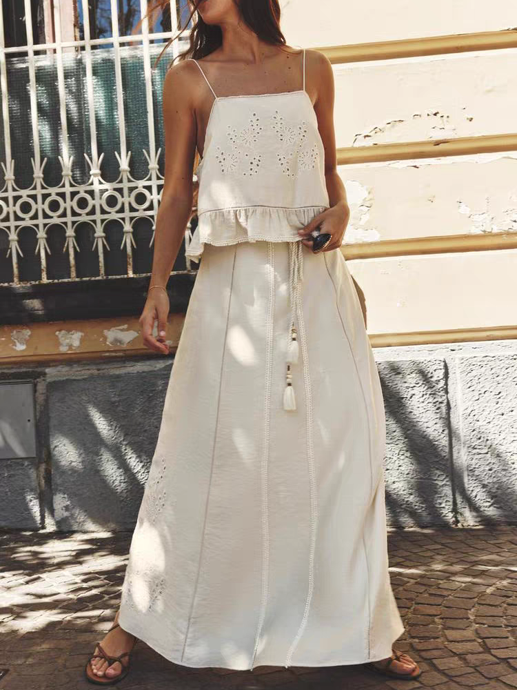 Embroidered Cami Top & Skirt Coord Set