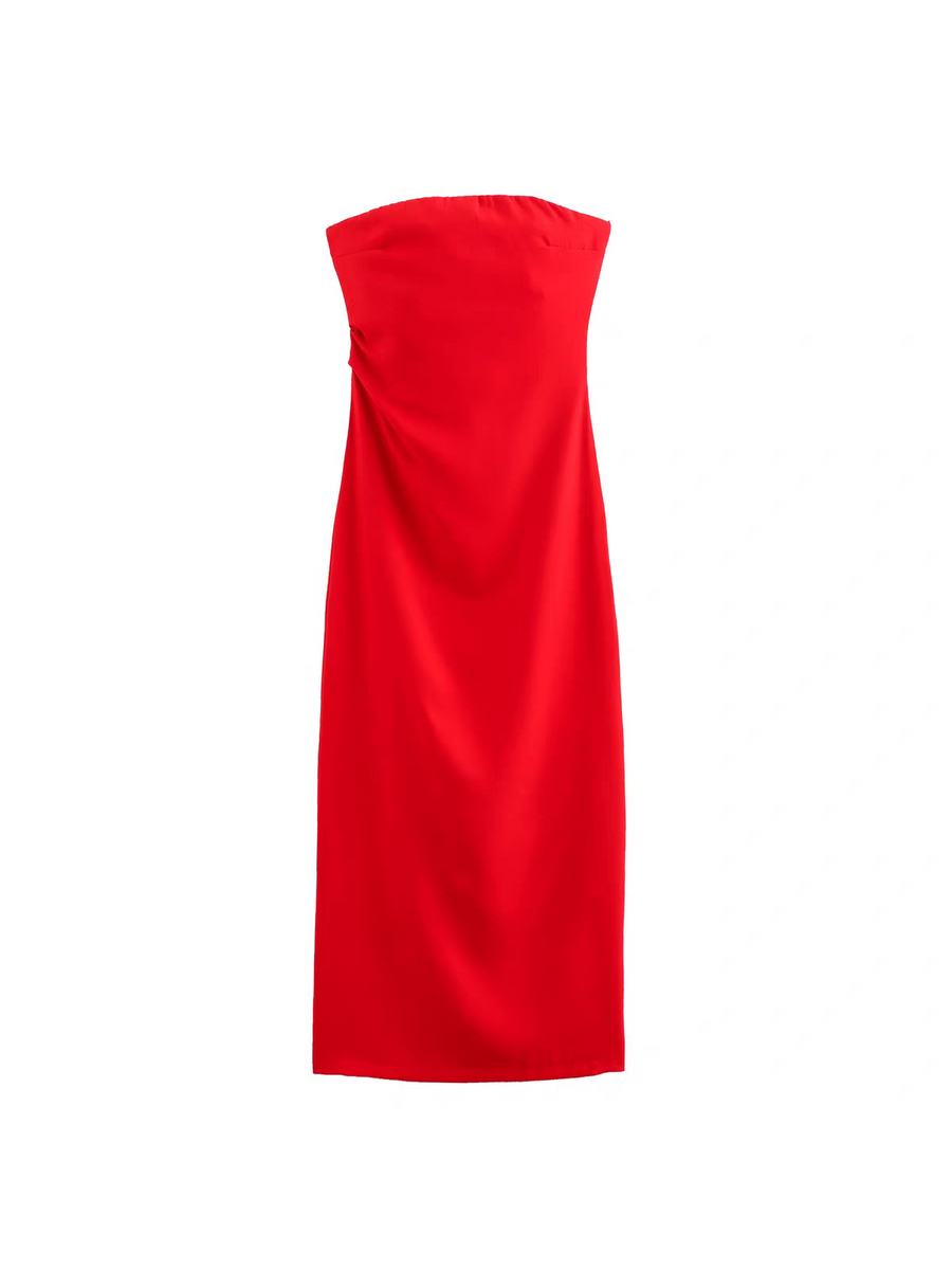 Solid Bandeau Tube Maxi Dress