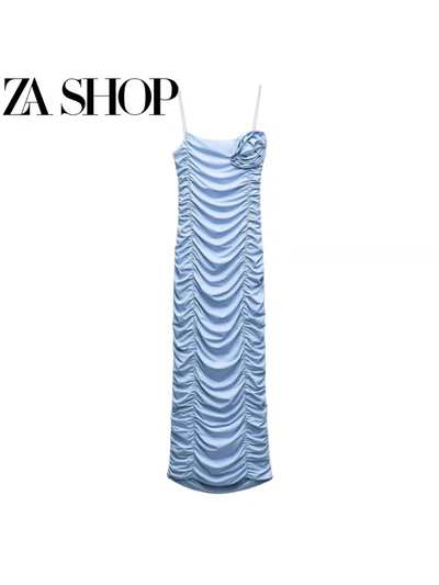 Shoulder Strap Ruched Bodycon Dress