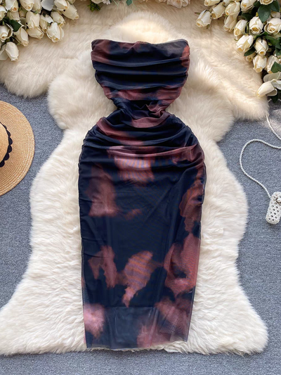 Tie Dye Tulle Tube Dress