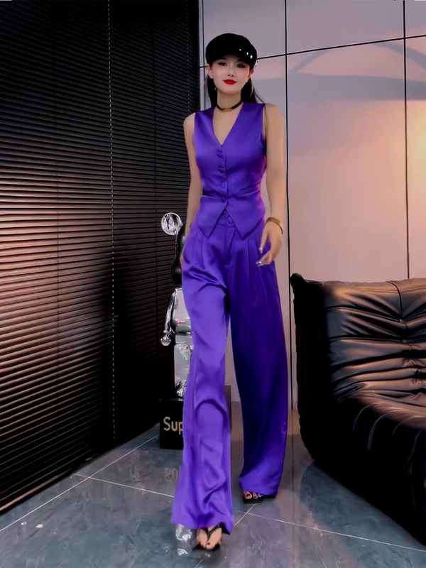 Cropped Jacket With Pocket & Wide Leg Pant Coord Set main image 1