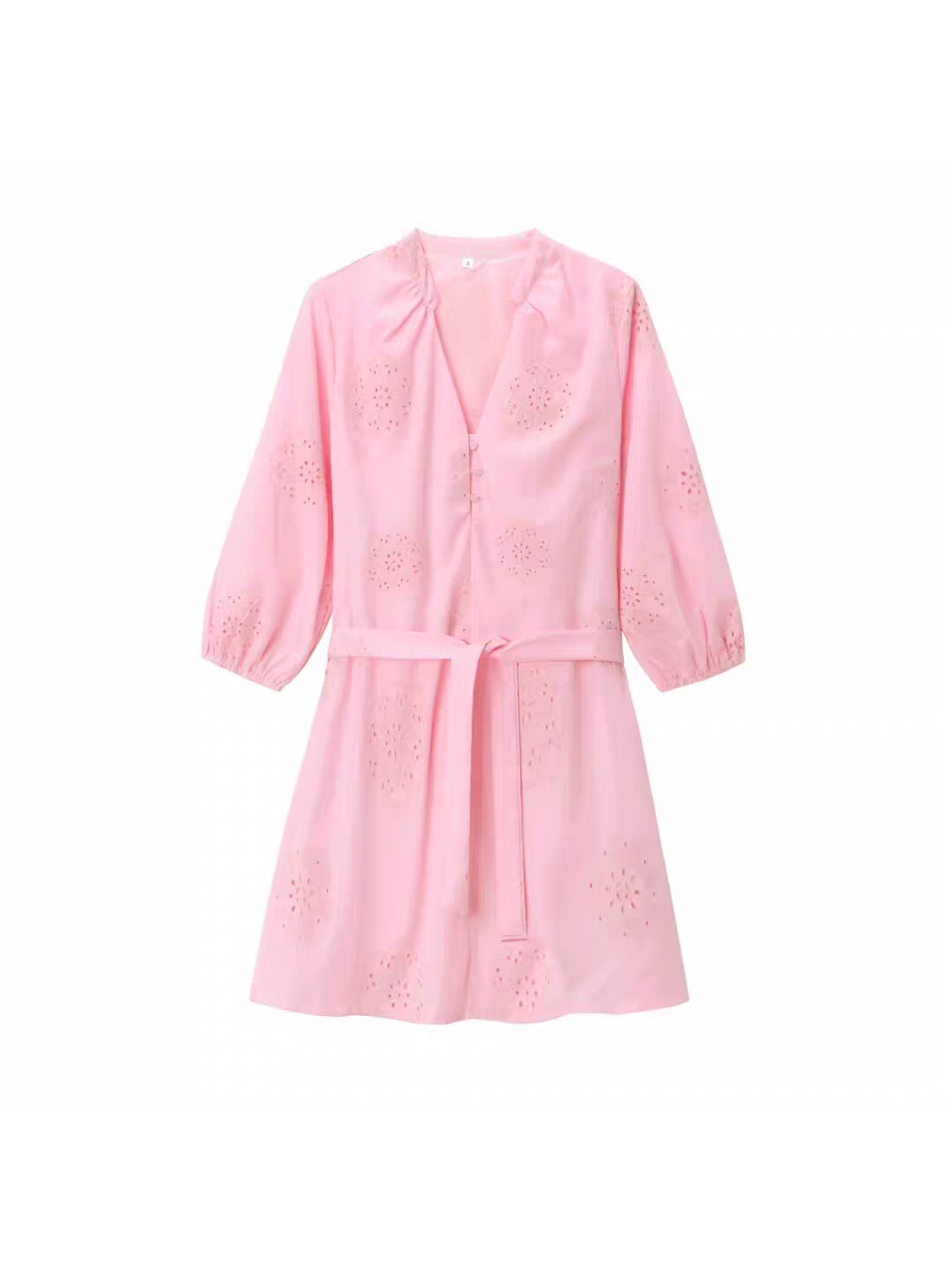 Cotton Chikankari V Neck Short Dress