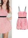 3D Flower Spaghetti Strap Short Dress