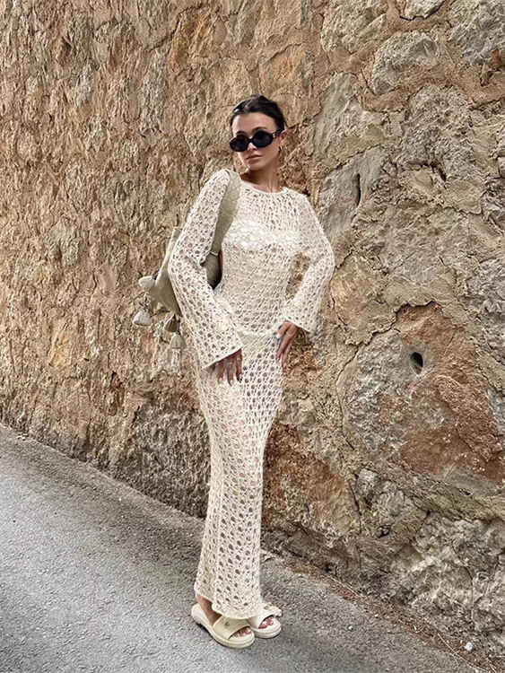 Pele Hollow Out Cutout Holiday Beach Maxi Dress