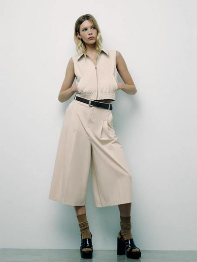 Sleeveless Waist Coat & Culotte Pant Coord Set