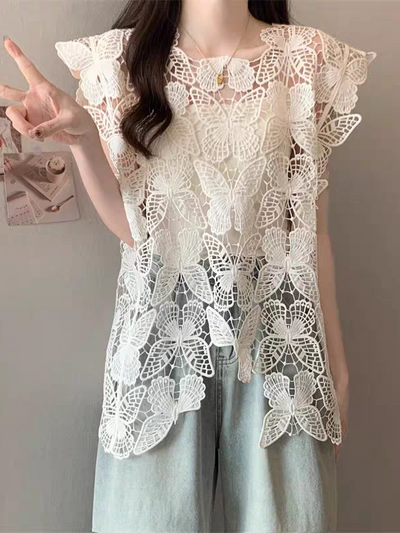 Butterfly Hollow CutOut Pattern Top