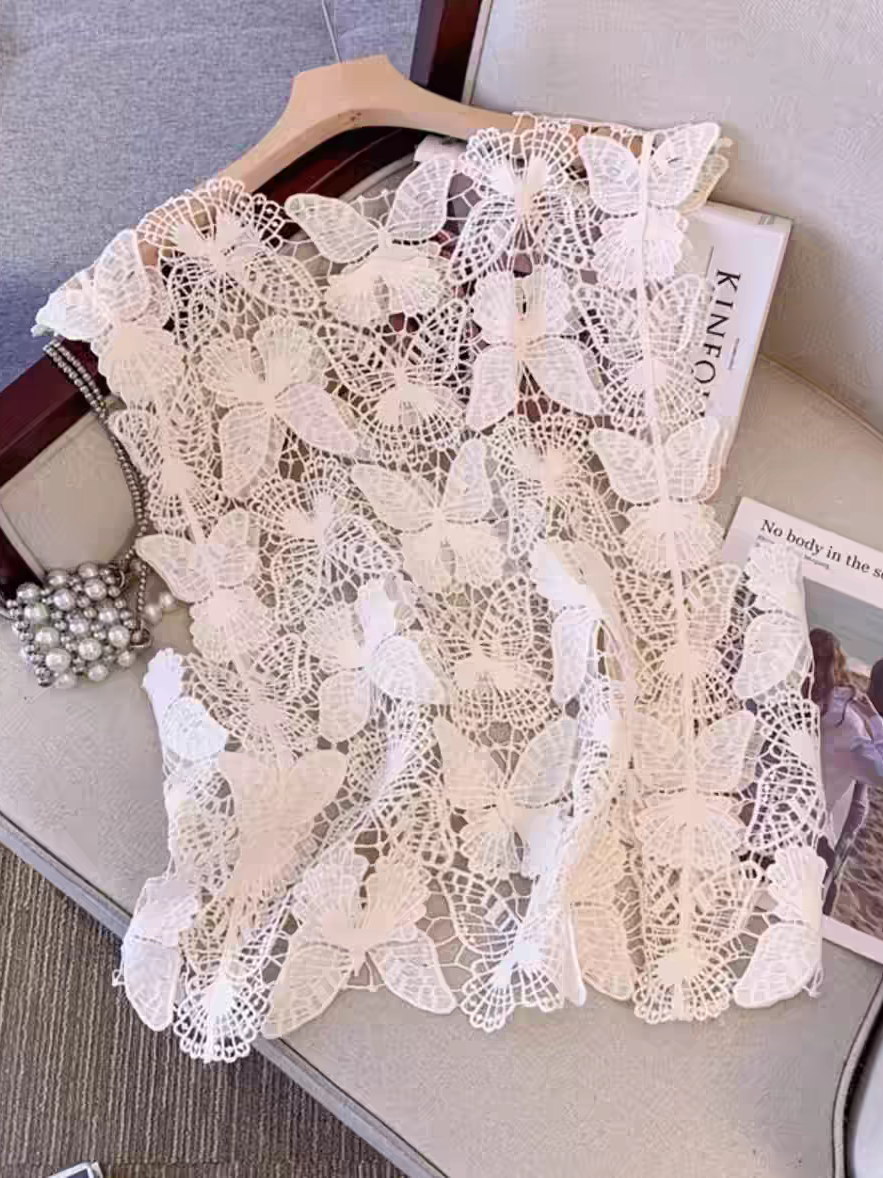 Butterfly Hollow CutOut Pattern Top