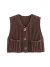 Knitted Button-up Vest Sweater Waist Coat