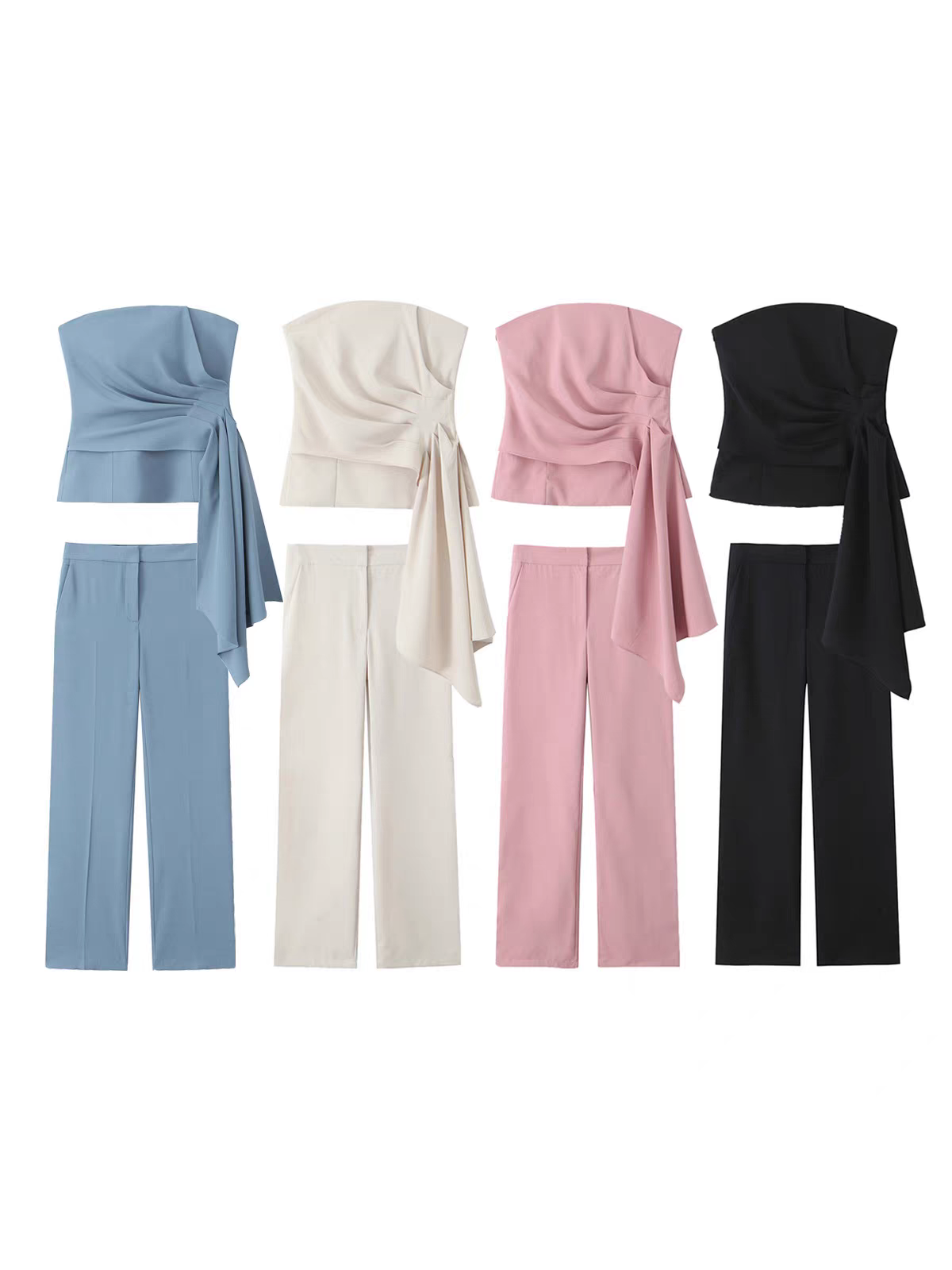 Nona Asymmetric Tube Top & Pant Coord Set